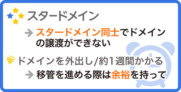 スタードメインはアカウント間でドメイン譲渡できない