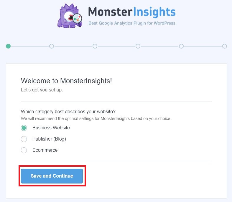 monster-insightsのインストール画面