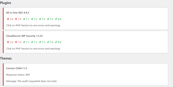 phpcompatibilitycheckerの動作画像