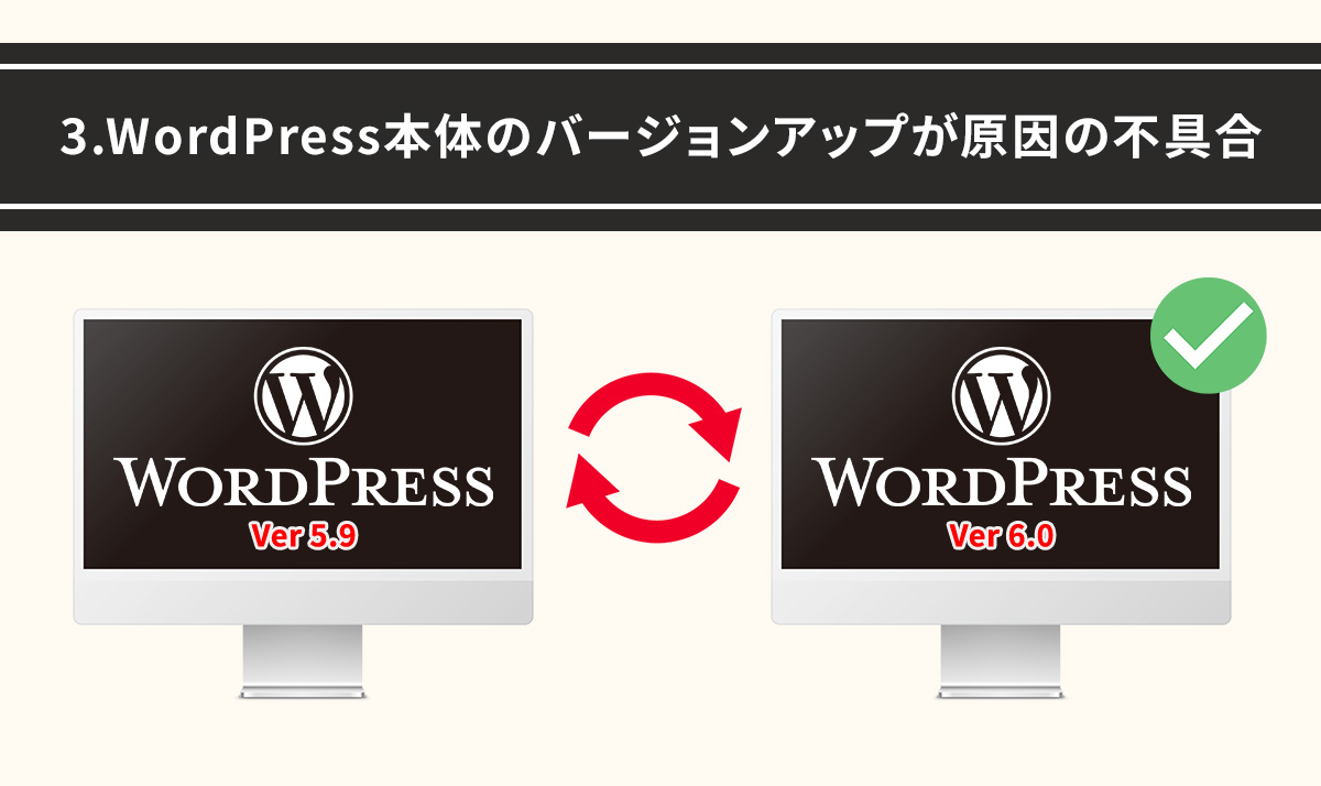 WordPress本体のバージョンアップが原因の不具合