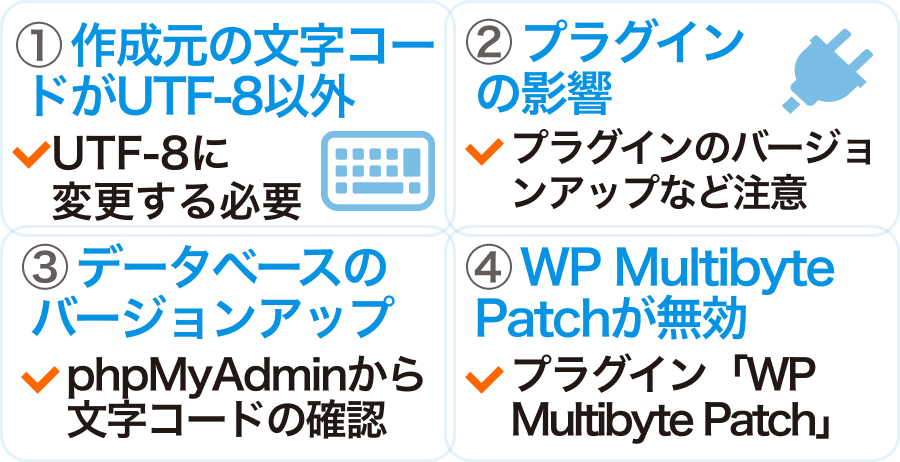 WordPressで文字化けする４つの原因