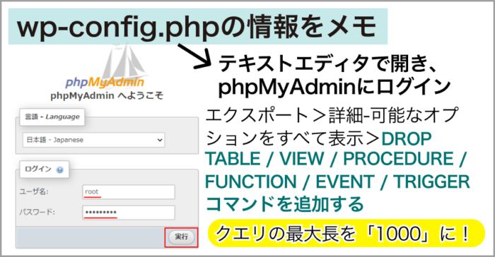 STEP2:シンレンタルにてDBエクスポート