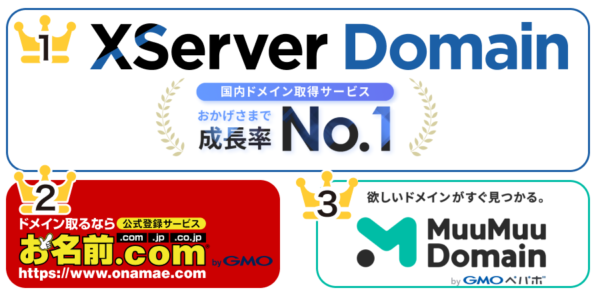 【比較表】主要レジストラの特徴とおすすめ度