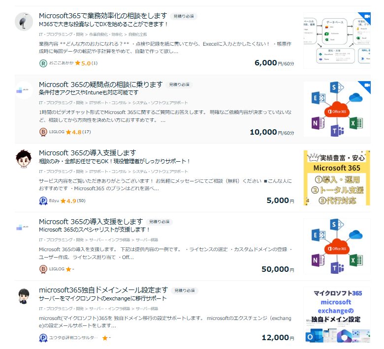 microsoft365導入支援（ココナラ）