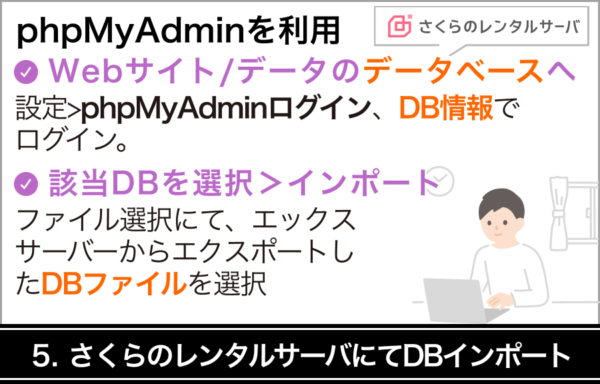 STEP5：さくらのレンタルサーバにてDBインポート