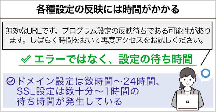各種設定の反映には時間がかかる
