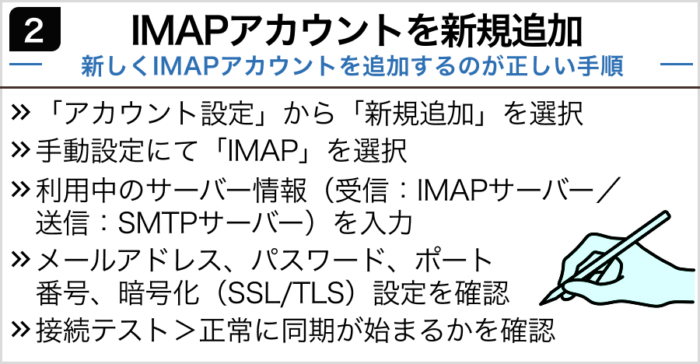 2.IMAPアカウントを新規追加